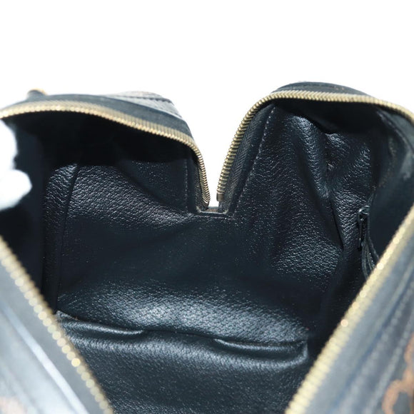 CELINE Macadam Canvas Hand Bag PVC Leather 2way Black Gold Auth 165352A