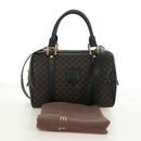 CELINE Macadam Canvas Hand Bag PVC Leather 2way Black Gold Auth 165352A-12