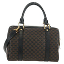 CELINE Macadam Canvas Hand Bag PVC Leather 2way Black Gold Auth 165352A-2