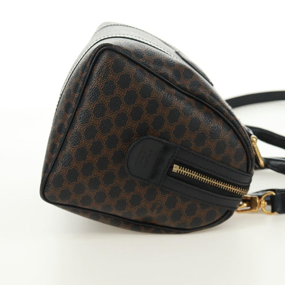 CELINE Macadam Canvas Hand Bag PVC Leather 2way Black Gold Auth 165352A