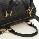 CELINE Macadam Canvas Hand Bag PVC Leather 2way Black Gold Auth 165352A-6