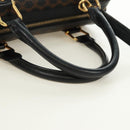 CELINE Macadam Canvas Hand Bag PVC Leather 2way Black Gold Auth 165352A-7