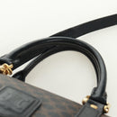 CELINE Macadam Canvas Hand Bag PVC Leather 2way Black Gold Auth 165352A-14