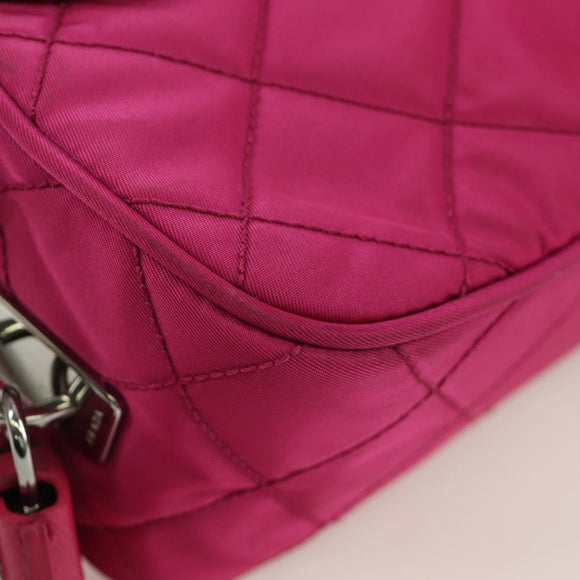 PRADA Chain Shoulder Bag Nylon Pink Silver Auth 165354V