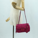 PRADA Chain Shoulder Bag Nylon Pink Silver Auth 165354V-28