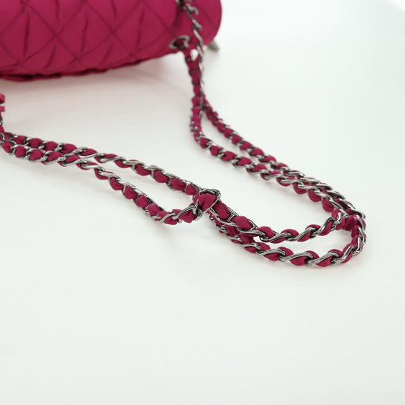 PRADA Chain Shoulder Bag Nylon Pink Silver Auth 165354V