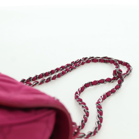 PRADA Chain Shoulder Bag Nylon Pink Silver Auth 165354V