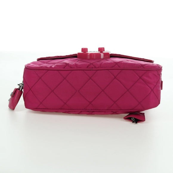 PRADA Chain Shoulder Bag Nylon Pink Silver Auth 165354V