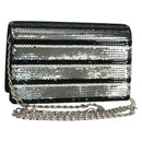 PRADA Chain Sequin Shoulder Bag Leather Black Silver Auth 165358-1
