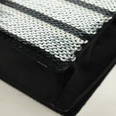 PRADA Chain Sequin Shoulder Bag Leather Black Silver Auth 165358-18