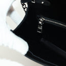 PRADA Chain Sequin Shoulder Bag Leather Black Silver Auth 165358-23