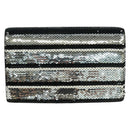 PRADA Chain Sequin Shoulder Bag Leather Black Silver Auth 165358-2