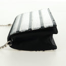 PRADA Chain Sequin Shoulder Bag Leather Black Silver Auth 165358-3