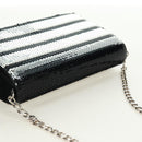 PRADA Chain Sequin Shoulder Bag Leather Black Silver Auth 165358-6