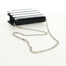 PRADA Chain Sequin Shoulder Bag Leather Black Silver Auth 165358-7