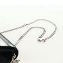 PRADA Chain Sequin Shoulder Bag Leather Black Silver Auth 165358-14