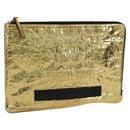 CHANEL Clutch Bag Leather Gold CC Auth 165360M-1