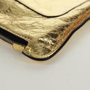 CHANEL Clutch Bag Leather Gold CC Auth 165360M-16