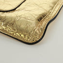 CHANEL Clutch Bag Leather Gold CC Auth 165360M-17