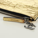 CHANEL Clutch Bag Leather Gold CC Auth 165360M-7