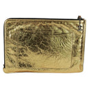 CHANEL Clutch Bag Leather Gold CC Auth 165360M-2