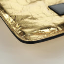 CHANEL Clutch Bag Leather Gold CC Auth 165360M-14