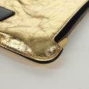 CHANEL Clutch Bag Leather Gold CC Auth 165360M-15