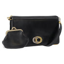 Christian Dior Shoulder Bag Calf Skin Black Gold Auth 165366-1