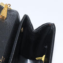 Christian Dior Shoulder Bag Calf Skin Black Gold Auth 165366-18