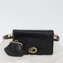 Christian Dior Shoulder Bag Calf Skin Black Gold Auth 165366-22