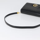 Christian Dior Shoulder Bag Calf Skin Black Gold Auth 165366-7