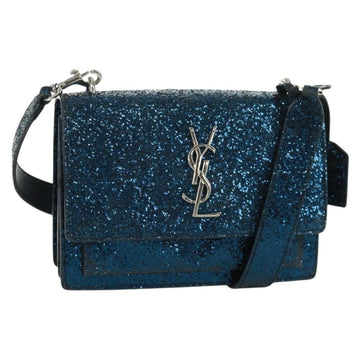 SAINT LAURENT Sunset Medium Cassandra Glitter Cassandra Bag Leather Auth 165369