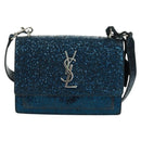 SAINT LAURENT Sunset Medium Cassandra Glitter Cassandra Bag Leather Auth 165369-13