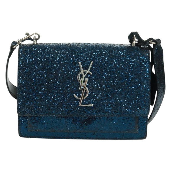 SAINT LAURENT Sunset Medium Cassandra Glitter Cassandra Bag Leather Auth 165369