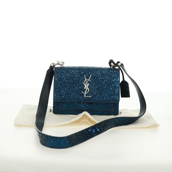 SAINT LAURENT Sunset Medium Cassandra Glitter Cassandra Bag Leather Auth 165369