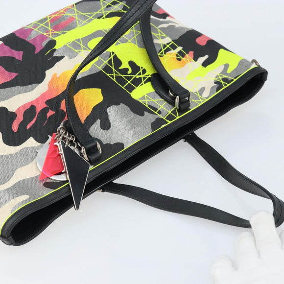 Christian Dior Anselmurail Tote Bag Canvas Multicolor Silver Auth 165371M