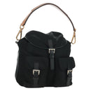 PRADA Shoulder Bag Nylon Black Gold Auth 165372V-1