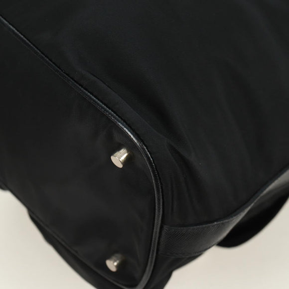 PRADA Shoulder Bag Nylon Black Gold Auth 165372V