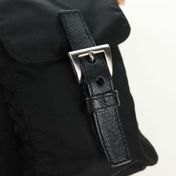 PRADA Shoulder Bag Nylon Black Gold Auth 165372V