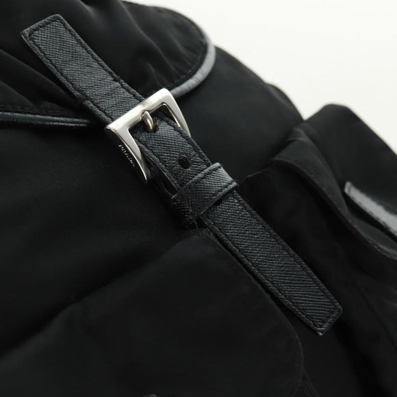 PRADA Shoulder Bag Nylon Black Gold Auth 165372V
