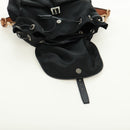 PRADA Shoulder Bag Nylon Black Gold Auth 165372V-23