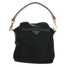 PRADA Shoulder Bag Nylon Black Gold Auth 165372V-2