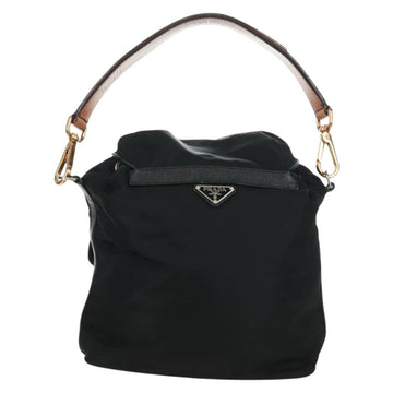 PRADA Shoulder Bag Nylon Black Gold Auth 165372V - 0