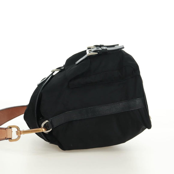 PRADA Shoulder Bag Nylon Black Gold Auth 165372V