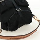 PRADA Shoulder Bag Nylon Black Gold Auth 165372V-6