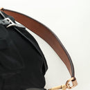 PRADA Shoulder Bag Nylon Black Gold Auth 165372V-15