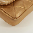 CHANEL Mini Matelasse 10 Chain Handle Pouch Lamb Skin Gold CC Auth 165375V-15