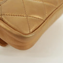 CHANEL Mini Matelasse 10 Chain Handle Pouch Lamb Skin Gold CC Auth 165375V-17