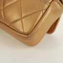 CHANEL Mini Matelasse 10 Chain Handle Pouch Lamb Skin Gold CC Auth 165375V-18