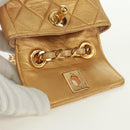 CHANEL Mini Matelasse 10 Chain Handle Pouch Lamb Skin Gold CC Auth 165375V-9